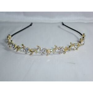 Gold rhinestone headband tiara wedding tiara,flower girl party first communion